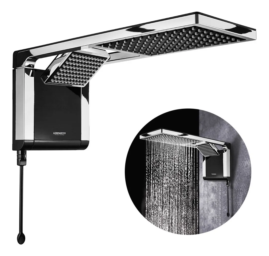 Chuveiro Lorenzetti Acqua Duo Ultra Preto Cromado 220v 7800w